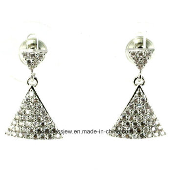 Especial Design 925 brincos de prata esterlina Trangle forma Eardrop Earbob mulheres elegantes jóias E6344